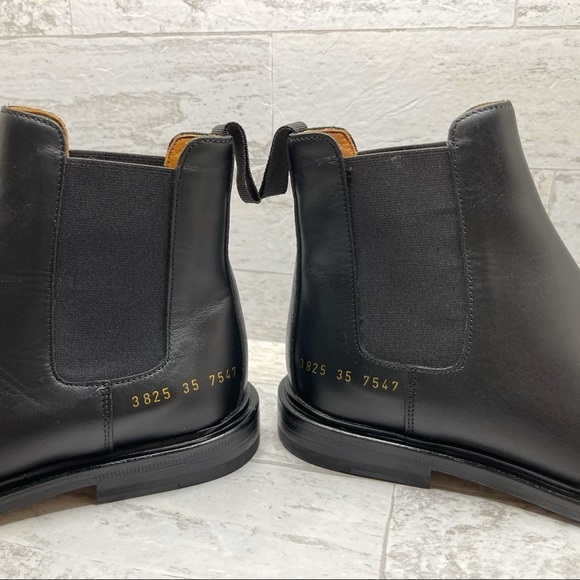 New Woman By Common Project Black Leather Pull Tab Chelsea Boots 38257547 - Picture 8 of 16